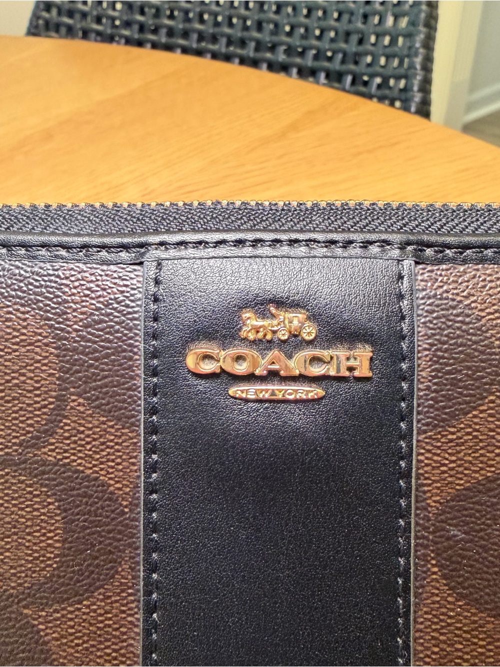 Coach Signature Canvas Accordion Zip-Around Wallet - Picture 7 of 8